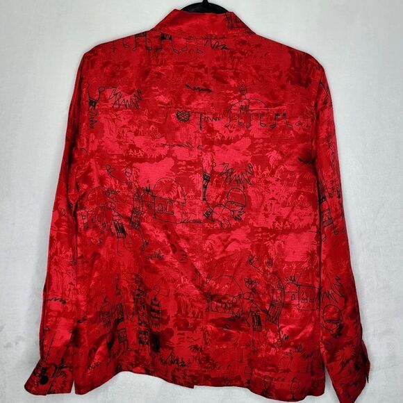 Chico's Linen Silk Blend Button Down Shirt Size 10 - Picture 6 of 10